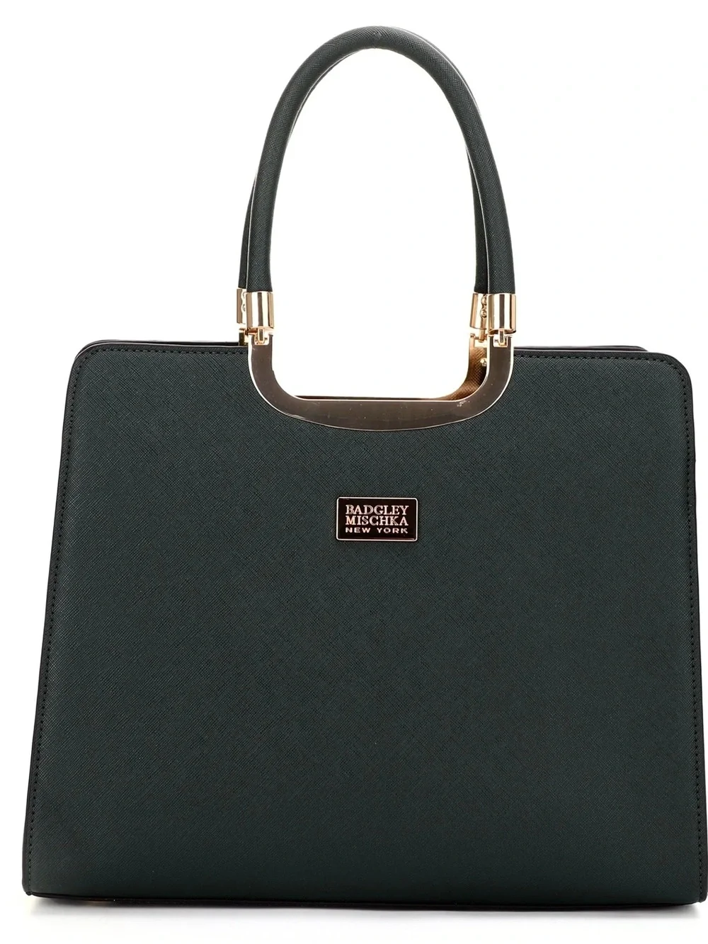 NEW Badgley Mischka Louise Saffiano Large Structured Double Handle Satchel Purse - Picture 2 of 4